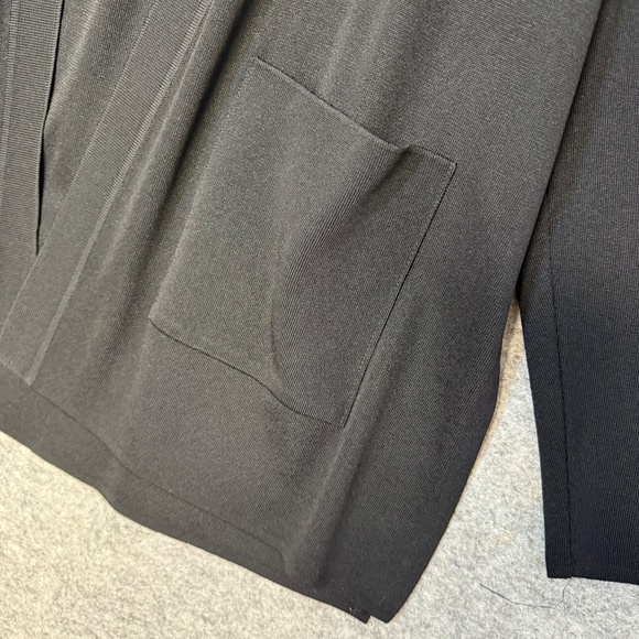 Misook Black Acrylic Pockets Open Front Cardigan Sweater Jacket Women’s Size L - Picture 5 of 8